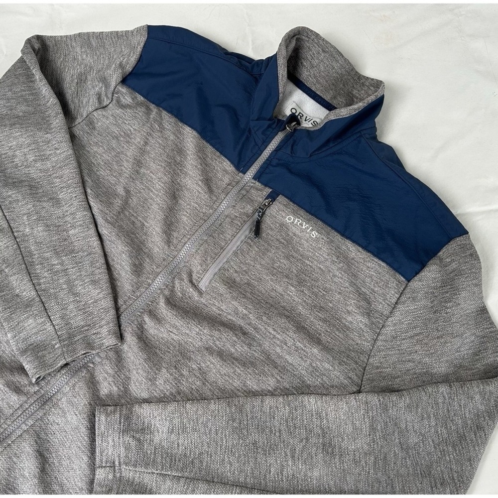 Orvis Men's XL Bonded Mesh Full Zip Jacket Gray & Blue